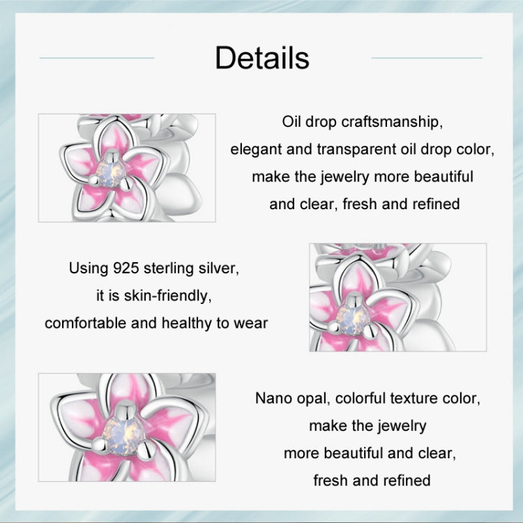 S925 Sterling Silver Gradient Cherry Blossom DIY Spacer Beads - SCC2818