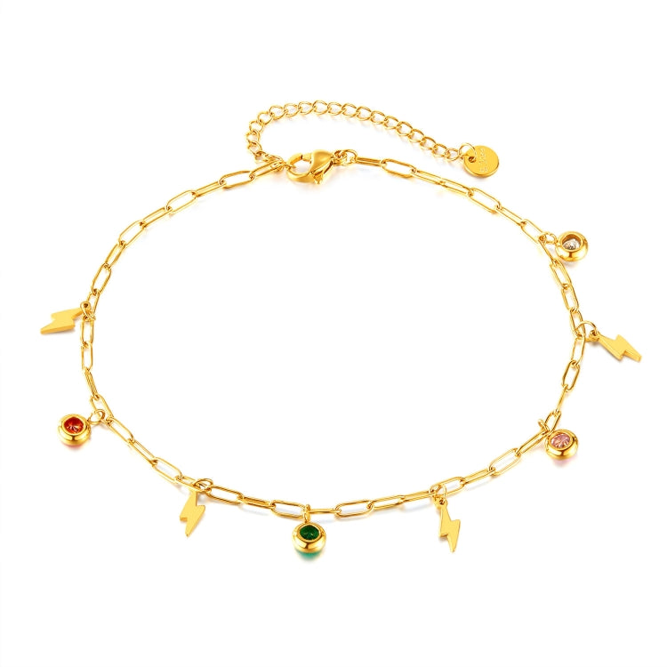 OPK GZ201 Stainless Steel Dopamine Zirconia Flash Small Pendant Anklets - Gold