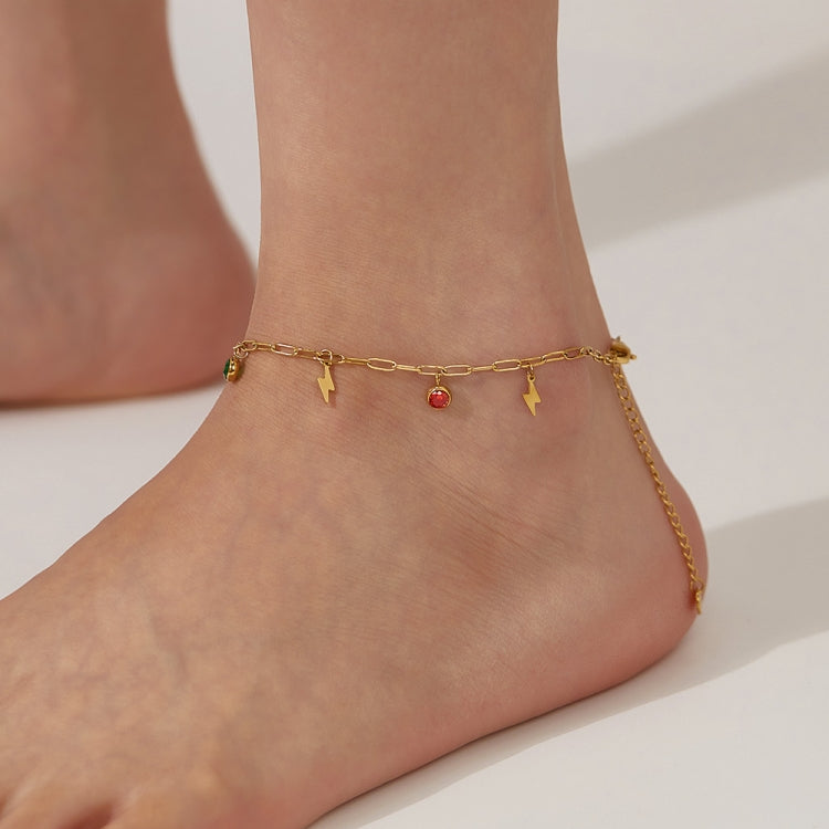 OPK GZ201 Stainless Steel Dopamine Zirconia Flash Small Pendant Anklets - Gold