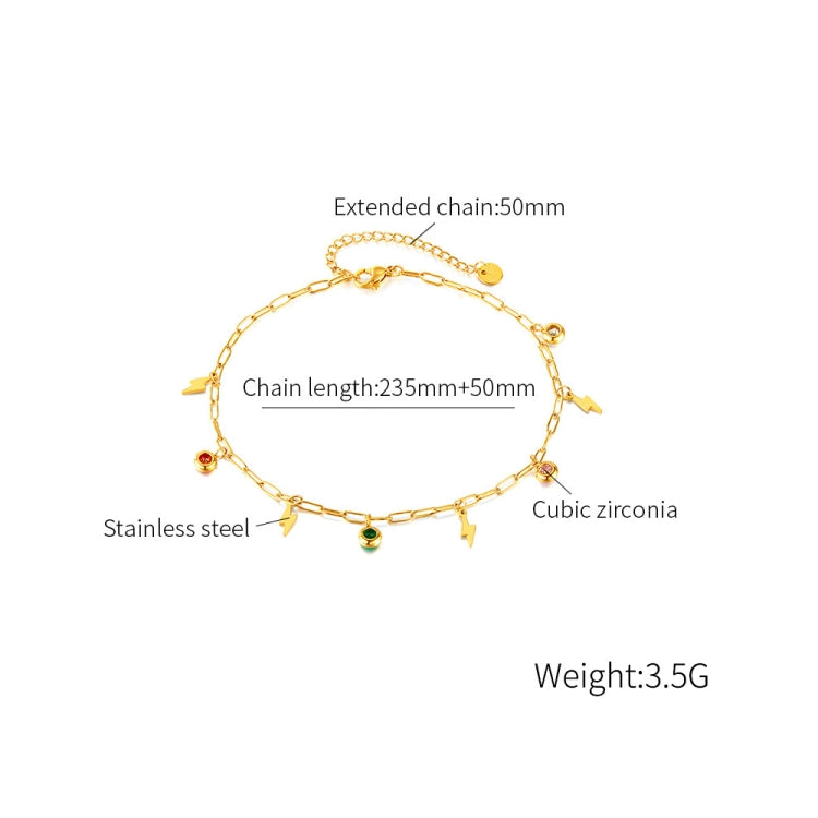 OPK GZ201 Stainless Steel Dopamine Zirconia Flash Small Pendant Anklets - Gold