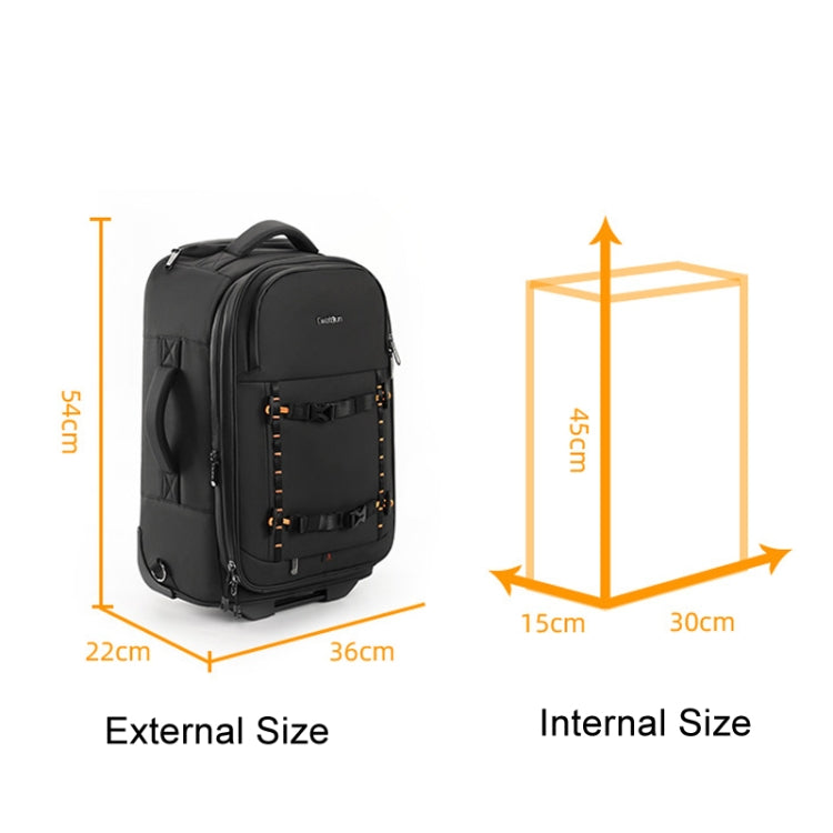Cwatcun D136 Generation 1 Large Camera Trolley Shoulder Bag Large Capacity Outdoor Photography Storage Case - Black