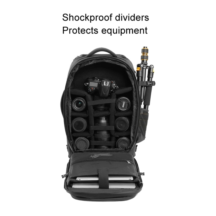 Cwatcun D136 Generation 1 Large Camera Trolley Shoulder Bag Large Capacity Outdoor Photography Storage Case - Black