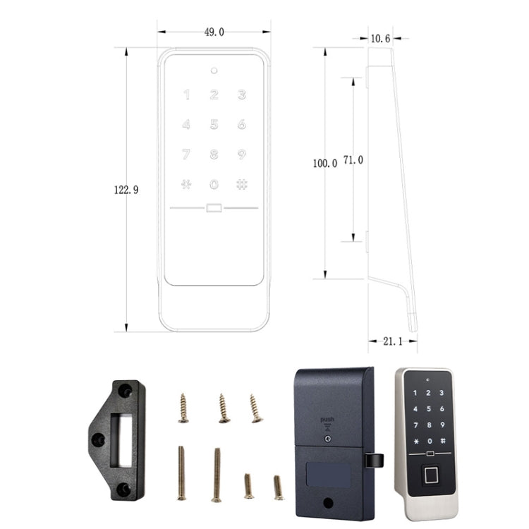 F8  Electronic Cabinet Lock Keyless Password Intelligent Card Unlock, Spec: Fingerprint Version
