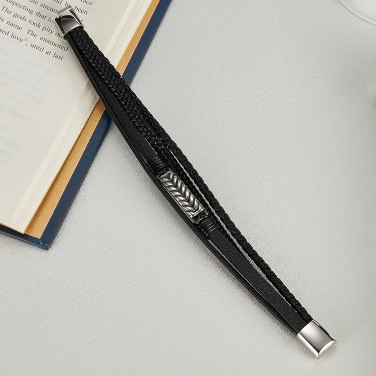 OPK PH1590 Personalized Retro Stainless Steel Multi-Layer Braided Magnetic Buckle Bracelet