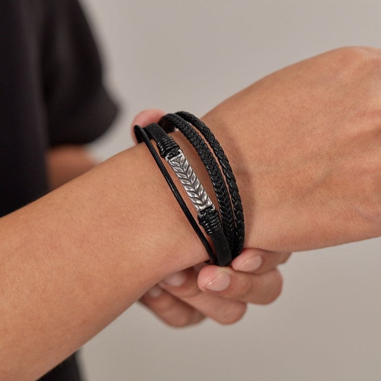 OPK PH1590 Personalized Retro Stainless Steel Multi-Layer Braided Magnetic Buckle Bracelet