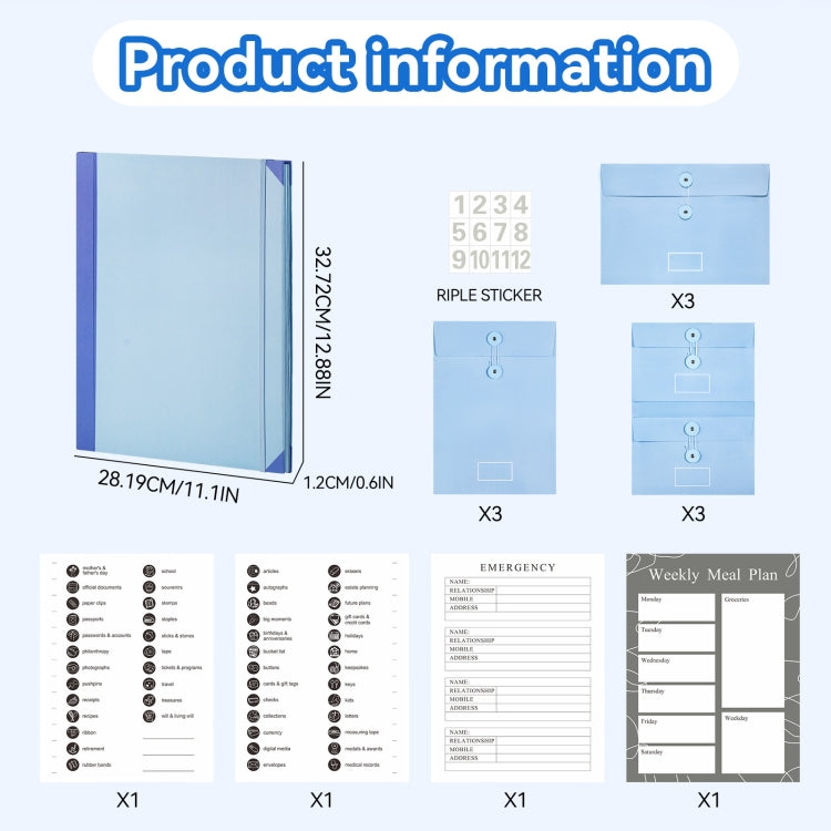 Accordion Document Bag File Folio Used to Record Key Personal Information Or Prepare For Emergencies, Spec: Khaki