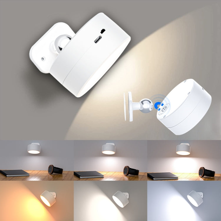 LED 360 Degree Rotating Lamp Magnetic Cabinet Spotlight Atmosphere Night Light, Spec:  White