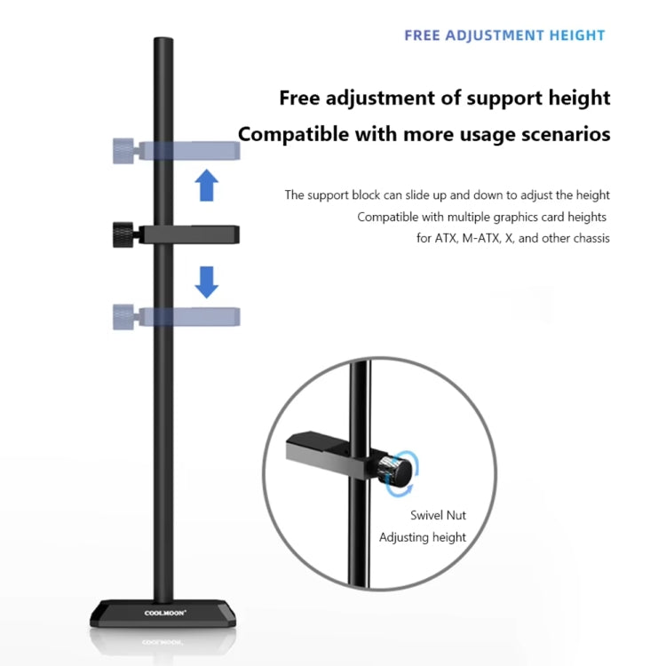 COOLMOON GH195 Desktop Computer Vertical Mounted Graphics Card Protection Shelf Metal Rod Magnetic Support Bracket, Color: Silver