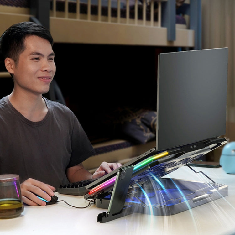 ICE COOREL 8-Fans Adjustable Laptop Stand Radiator With RGB Ambient Light - K10