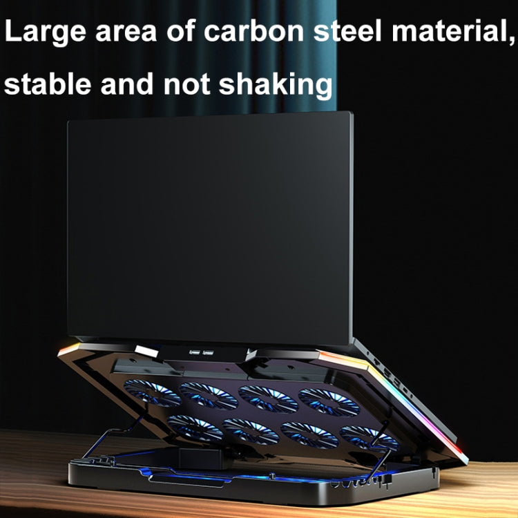 ICE COOREL 8-Fans Adjustable Laptop Stand Radiator With RGB Ambient Light - K10