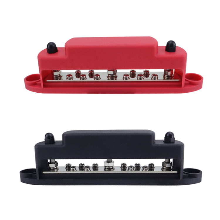 M6 3-post 10-way RV Yacht Short-circuit Proof Base DC Busbar, Color: Black