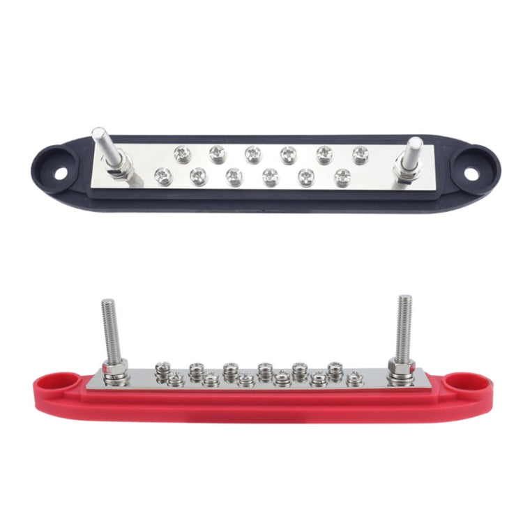 M6 2-post 12-way RV Yacht Terminal Nylon Flame Retardant Busbar, Color: Red