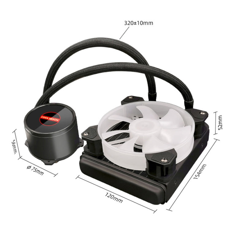 COOLMOON RGB120 5V ARGB Integrated Single Row Multi-Platform CPU Cooler - Black