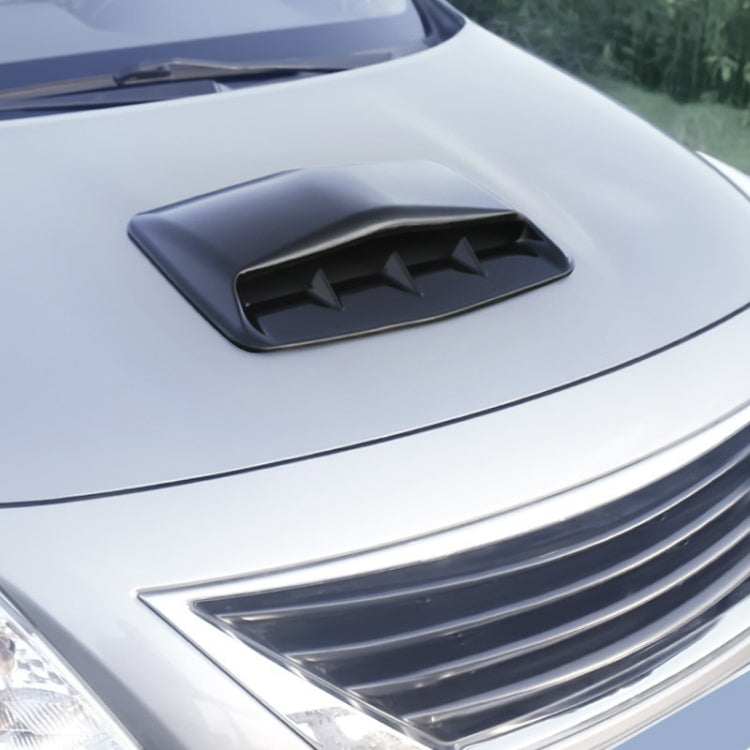 Universal Carbon Car Hood Scoop Air Flow Intake Decorative Turbo Bonnet Vent Cover With Tape - Black