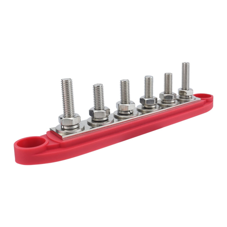 M8 Nylon Base RV Yacht Waterproof Dustproof Cover 6-post Bus Bar, Color: Red+Black 1pair With Terminal Heat Shrink Tube