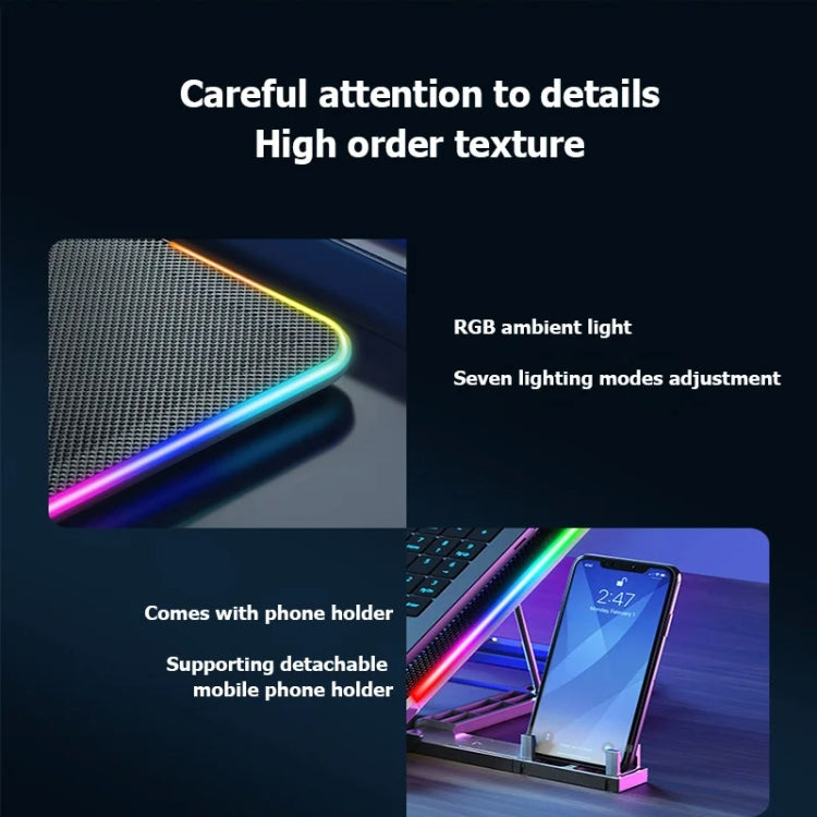 ICE COOREL A9R 6-fans Adjustable Laptop Stand Radiator with RGB Atmosphere Light - Black