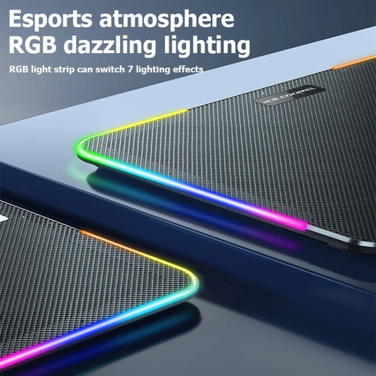 ICE COOREL A9R 6-fans Adjustable Laptop Stand Radiator with RGB Atmosphere Light - Black