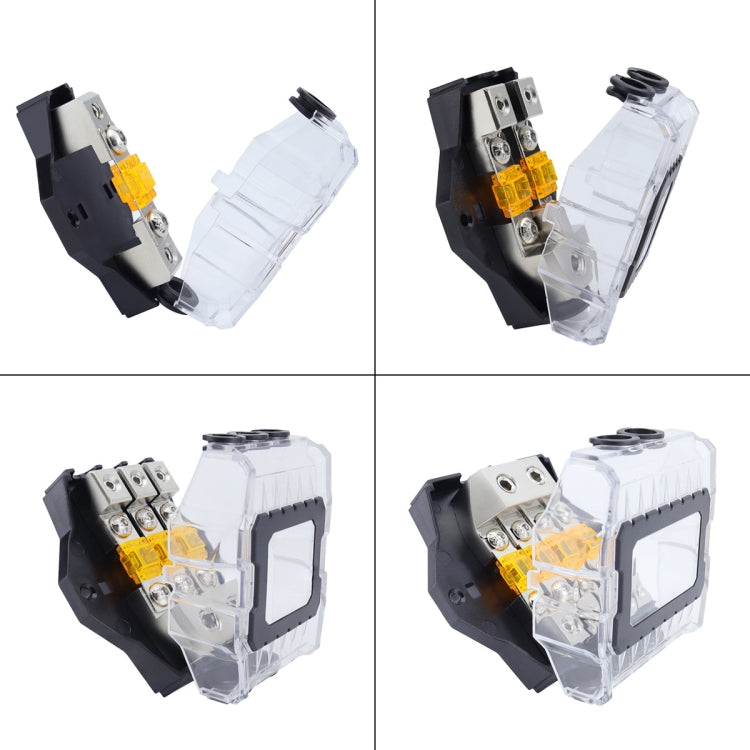 80A Car Audio Amplifier Modified Solid Brass Fuse Holder With Transparent Cover, Specifications: 3-way