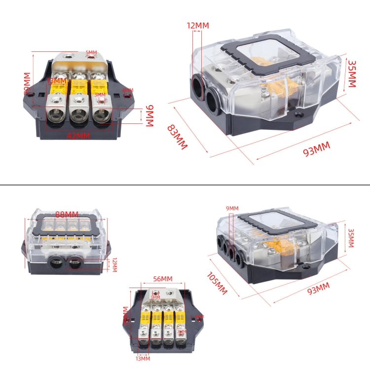 80A Car Audio Amplifier Modified Solid Brass Fuse Holder With Transparent Cover, Specifications: 1-way