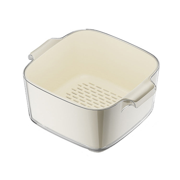 Kitchen Double Layer Drainage Basket Vegetable And Fruit Storage Rack, Style: Milky White Small