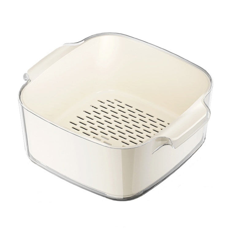Kitchen Double Layer Drainage Basket Vegetable And Fruit Storage Rack, Style: Milky White Large