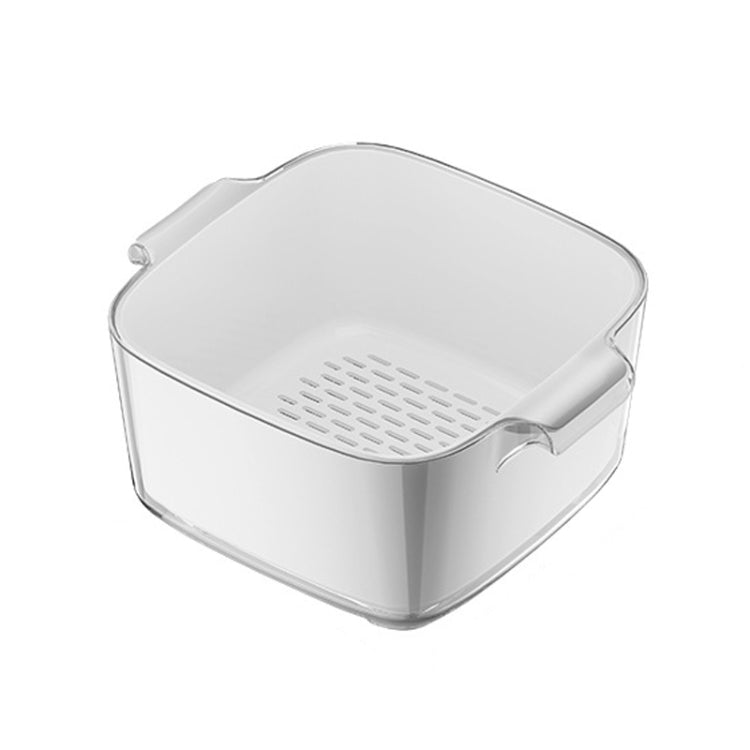 Kitchen Double Layer Drainage Basket Vegetable And Fruit Storage Rack, Style: White Small