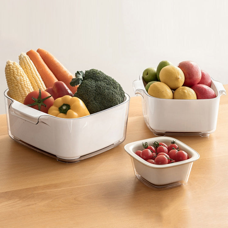 Kitchen Double Layer Drainage Basket Vegetable And Fruit Storage Rack, Style: Milky White Large