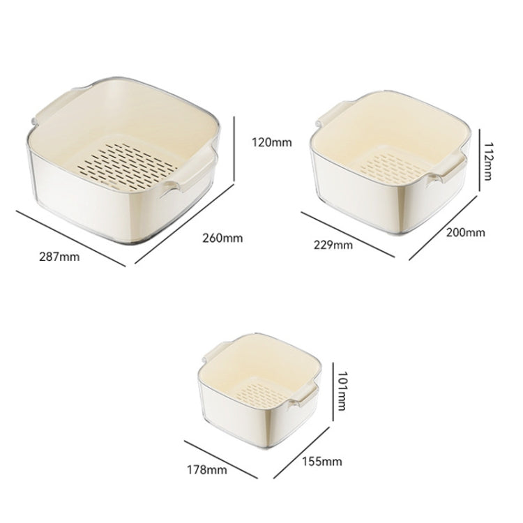 Kitchen Double Layer Drainage Basket Vegetable And Fruit Storage Rack, Style: White Large