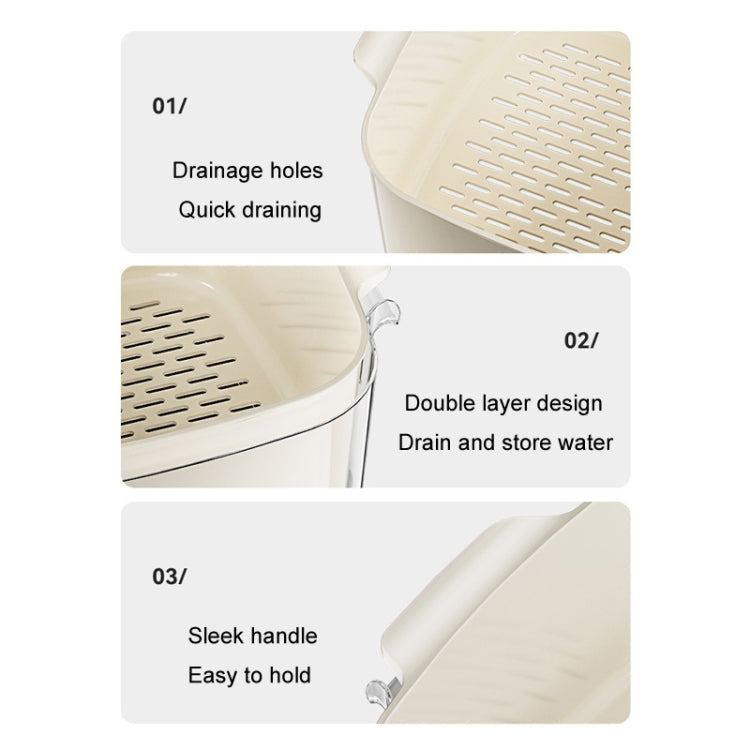 Kitchen Double Layer Drainage Basket Vegetable And Fruit Storage Rack, Style: Milky White Large