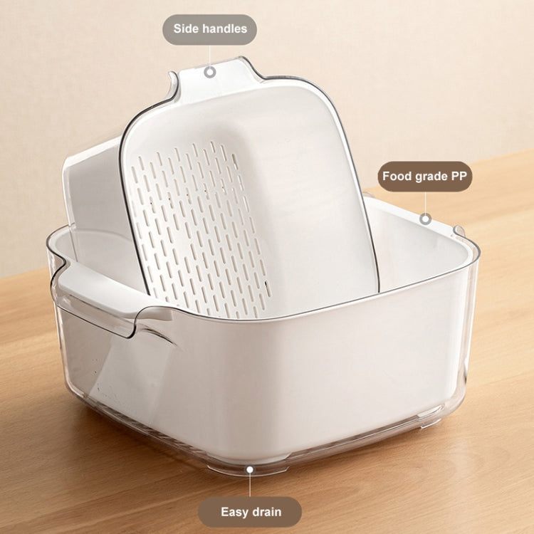 Kitchen Double Layer Drainage Basket Vegetable And Fruit Storage Rack, Style: Milky White Small