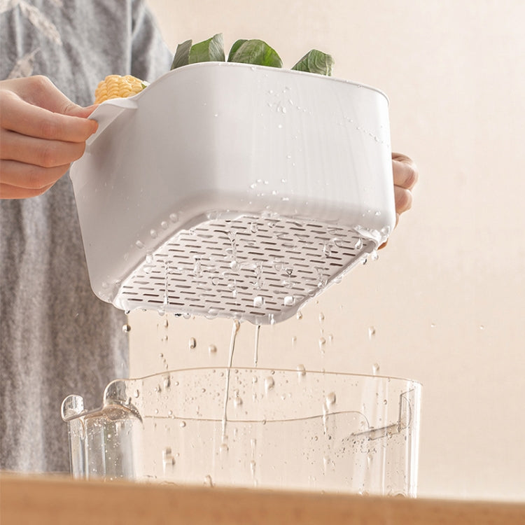 Kitchen Double Layer Drainage Basket Vegetable And Fruit Storage Rack, Style: Milky White Medium