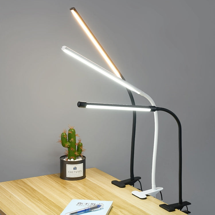 LED Table Lamp With Clamp & Flexible Gooseneck USB Reading Light Bedside Lamp, Spec: 4 Buttons Dimming Black