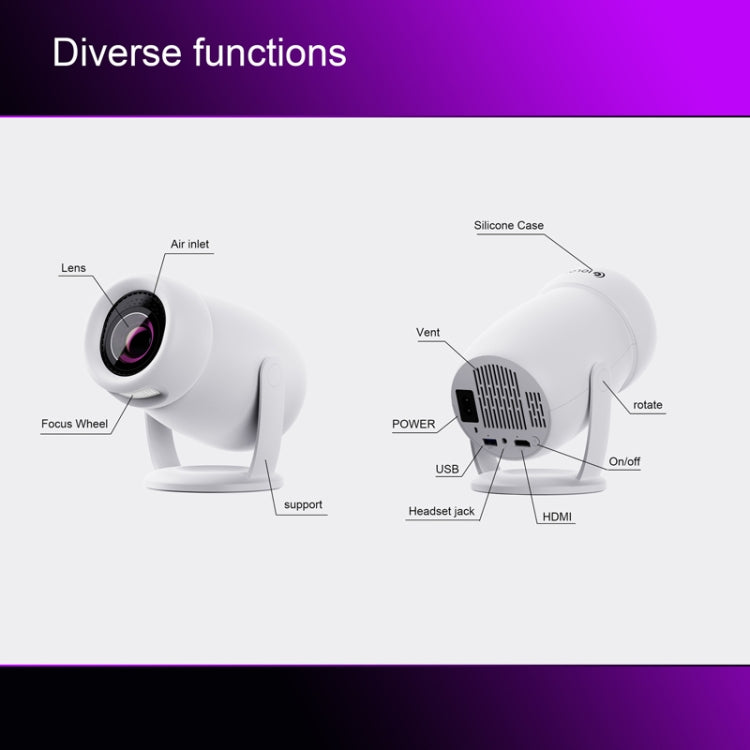 HY400 Android 12.0 System Intelligent Projector Portable Family Projector UK Plug