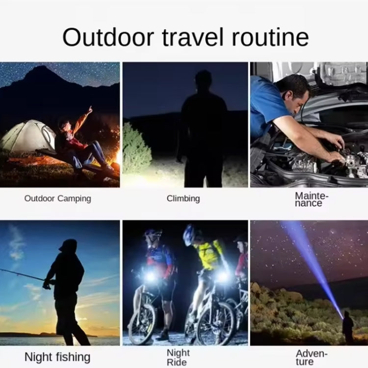 XHP160 Telescopic Zoom Searchlight Double-head Portable Outdoor Patrol LED Digital Flashlight