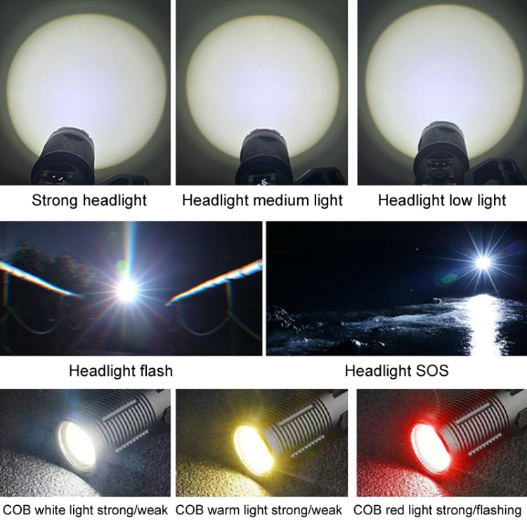 XHP160 Telescopic Zoom Searchlight Double-head Portable Outdoor Patrol LED Digital Flashlight