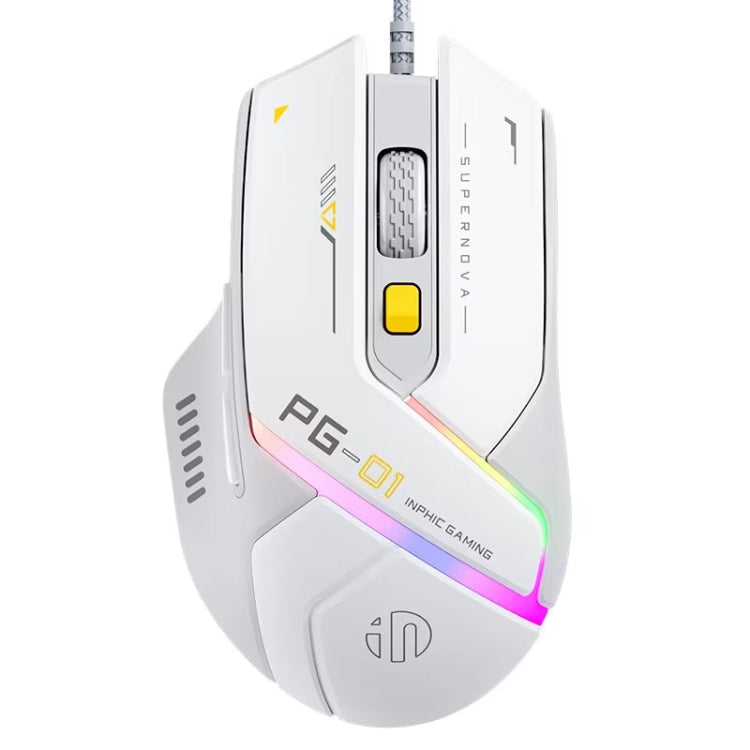 Inphic PG1 RGB Light Emitting Computer Gaming Wired Mouse - White