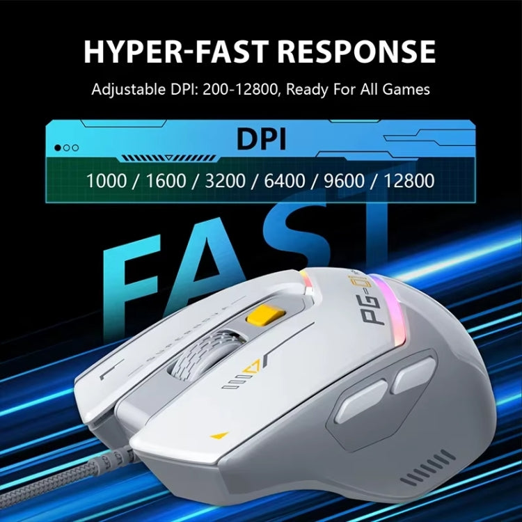 Inphic PG1 RGB Light Emitting Computer Gaming Wired Mouse - White