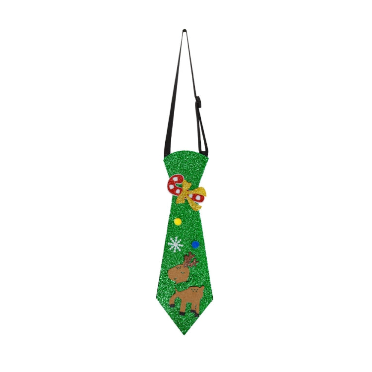 Christmas Children Cartoon Ties Holiday Party Performance Costume Props, Color: Green Elk