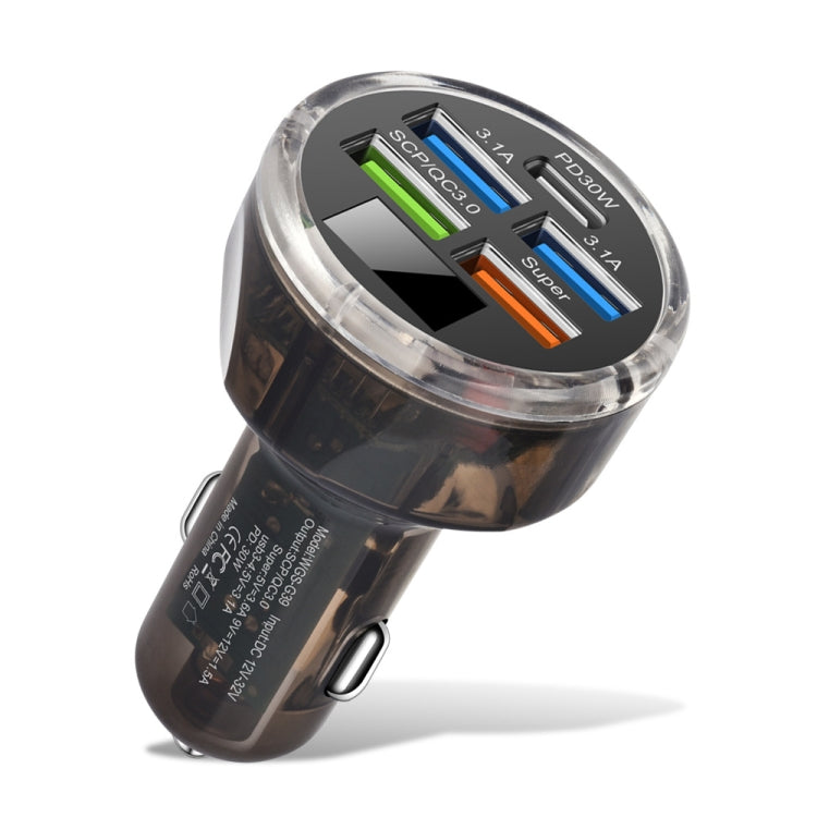 5 in 1 3-line Multi-port Car Charger With Digital Voltage Display - Boxed