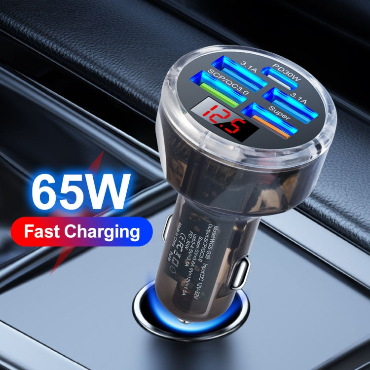 5 in 1 3-line Multi-port Car Charger With Digital Voltage Display - Boxed
