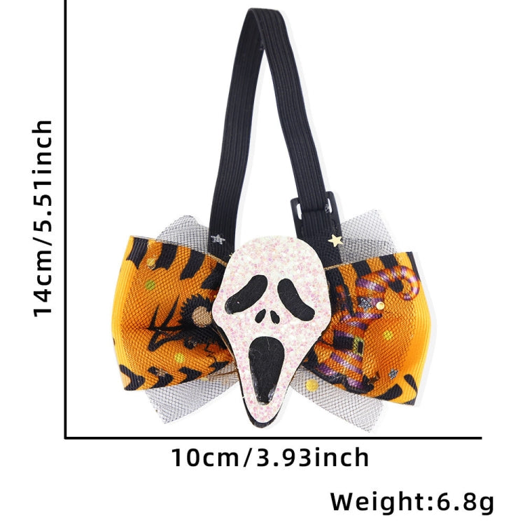 Halloween Pet Cartoon Decorative Bow Tie Adjustable Elastic Rope Collar, Color: Ghost Face Mask
