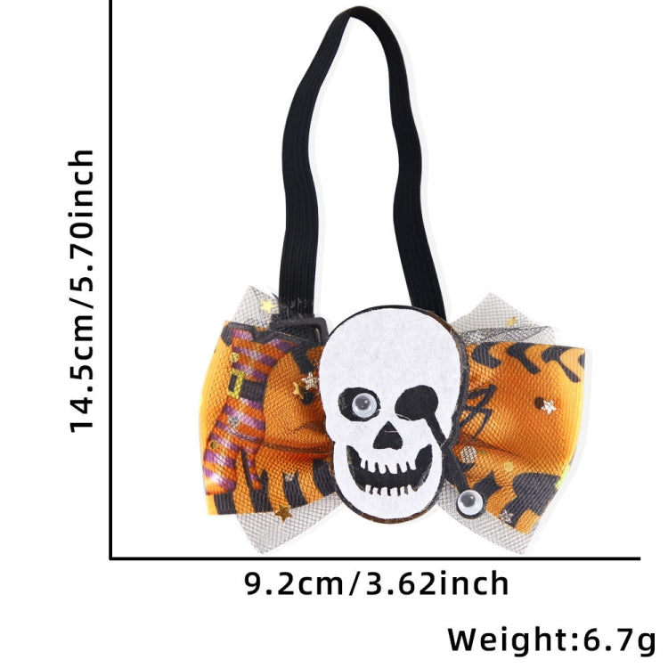 Halloween Pet Cartoon Decorative Bow Tie Adjustable Elastic Rope Collar, Color: Skeleton