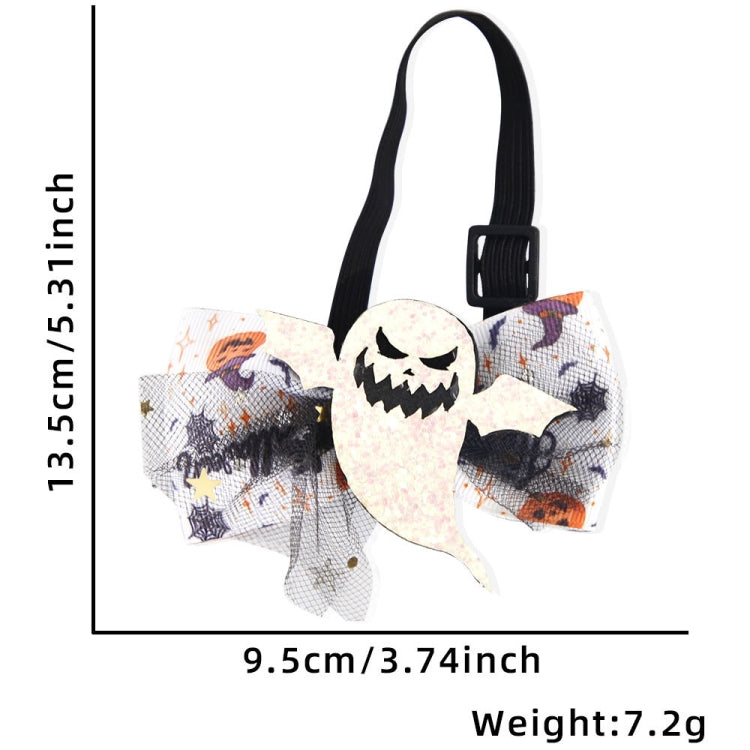 Halloween Pet Cartoon Decorative Bow Tie Adjustable Elastic Rope Collar, Color: Fierce Ghost