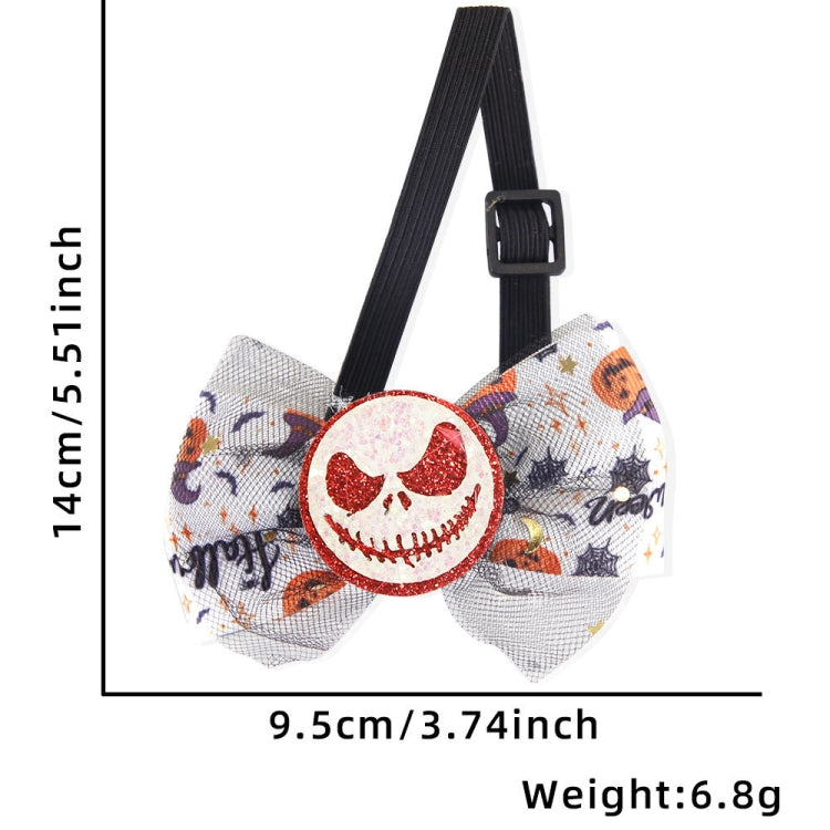 Halloween Pet Cartoon Decorative Bow Tie Adjustable Elastic Rope Collar, Color: Demon Round Face