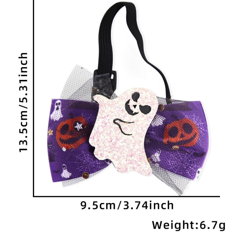 Halloween Pet Cartoon Decorative Bow Tie Adjustable Elastic Rope Collar, Color: Smile Ghost