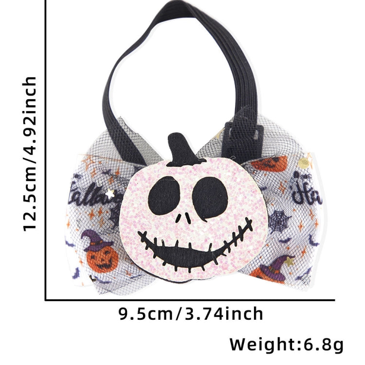 Halloween Pet Cartoon Decorative Bow Tie Adjustable Elastic Rope Collar, Color: Pumpkin Evil