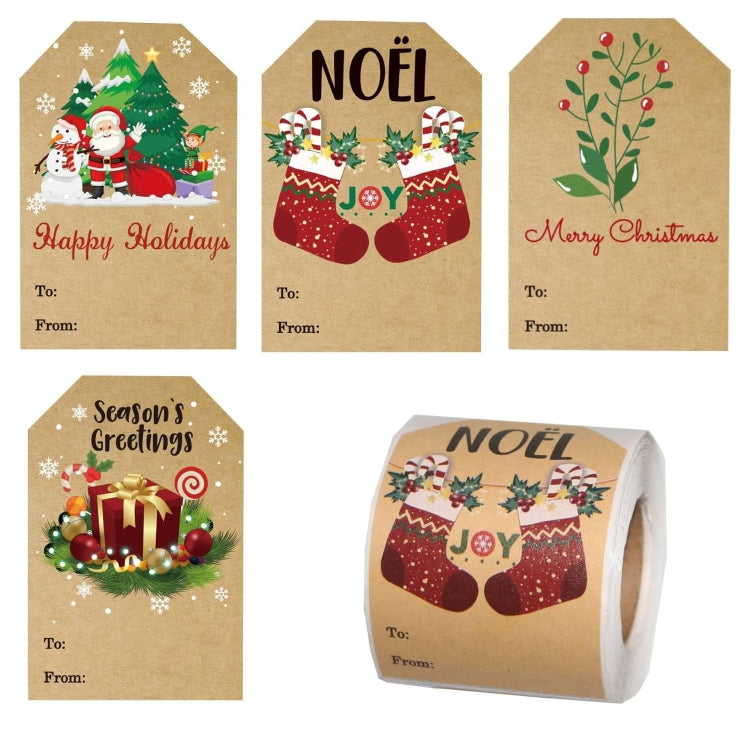 200pcs/Roll Christmas Decoration Stickers Holiday Gift Tag Tape - 75x50mm