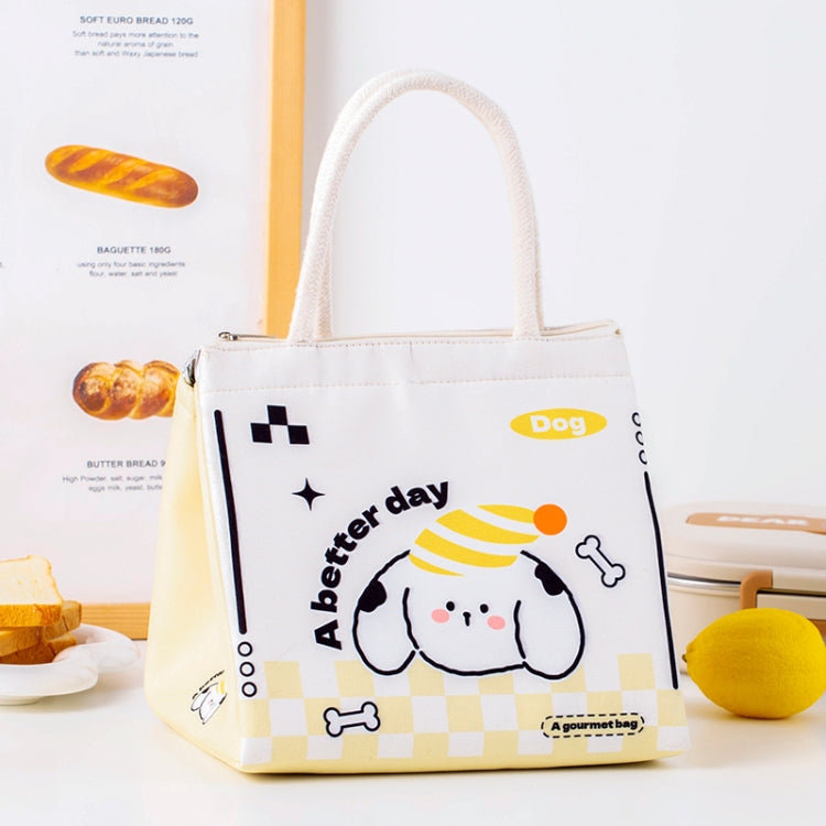 Cute Cartoon Portable Thermal Bento Bag Thickened Aluminum Film Insulation Lunch Box Storage Bag, Style: Yellow Dog