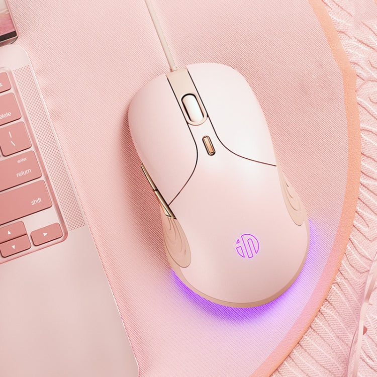 Inphic B8 Mute Light Emitting Wired Mice Home Office Gaming Computer Mouse - Milk Tea Color