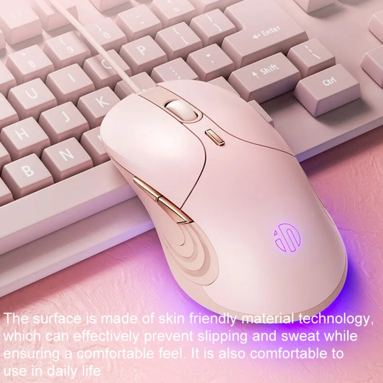 Inphic B8 Mute Light Emitting Wired Mice Home Office Gaming Computer Mouse - Milk Tea Color